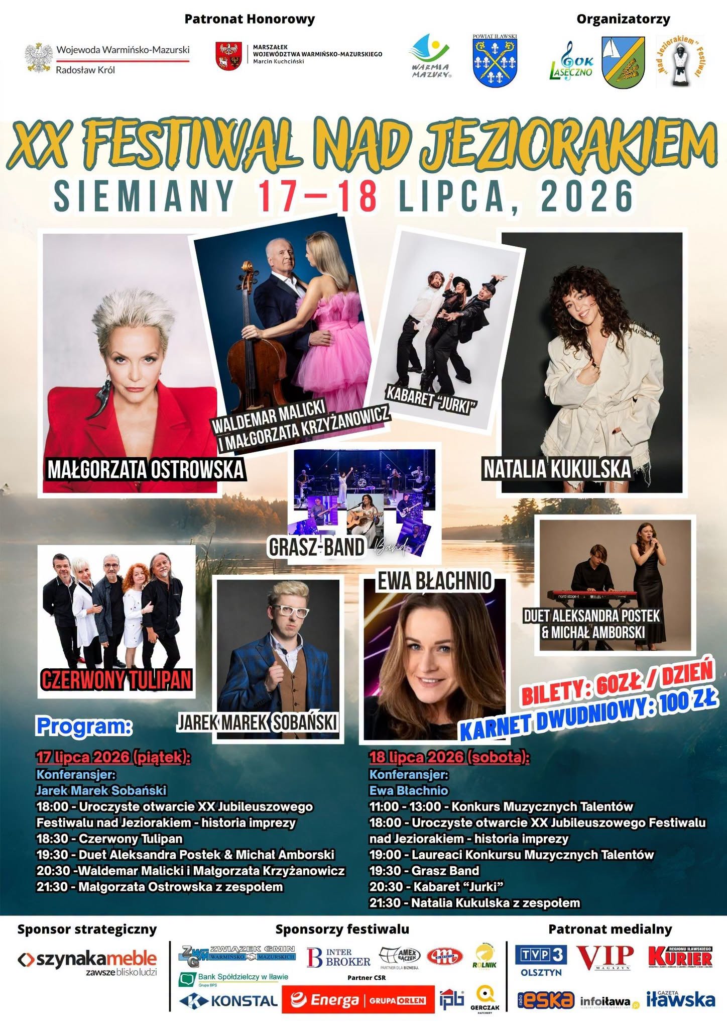XX Jubileuszowy Festiwal nad Jeziorakiem w Siemianach!