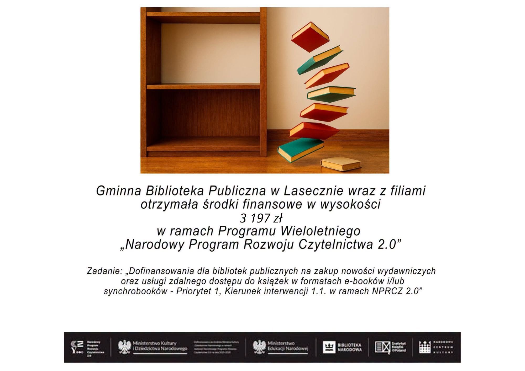 Środki finansowe przyznane Gminnej bibliotece Publicznej w Lasecznie