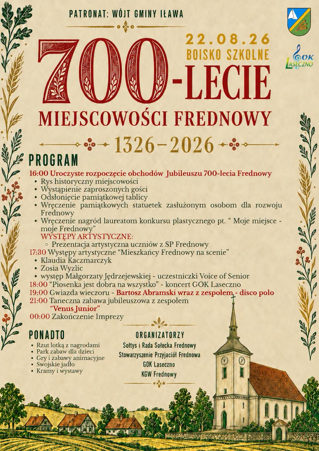 700-Lecie Miejscowości Frednowy – 22.08.2026